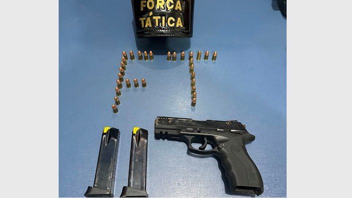 Arma e munições apreendidas Caarapó