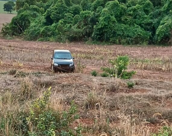 Condutora perdeu o controle da direção e veículo saiu da estrada. Foto: Você Repórter/ WhatsApp Redação