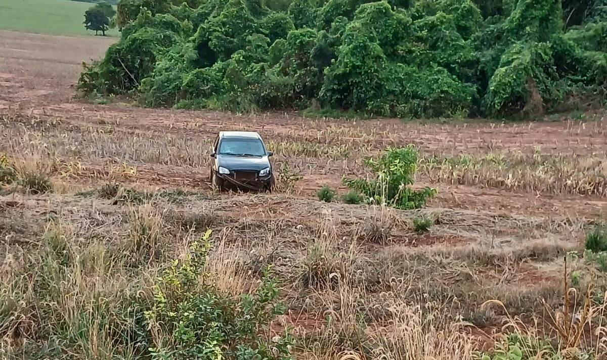Condutora perdeu o controle da direção e veículo saiu da estrada. Foto: Você Repórter/ WhatsApp Redação